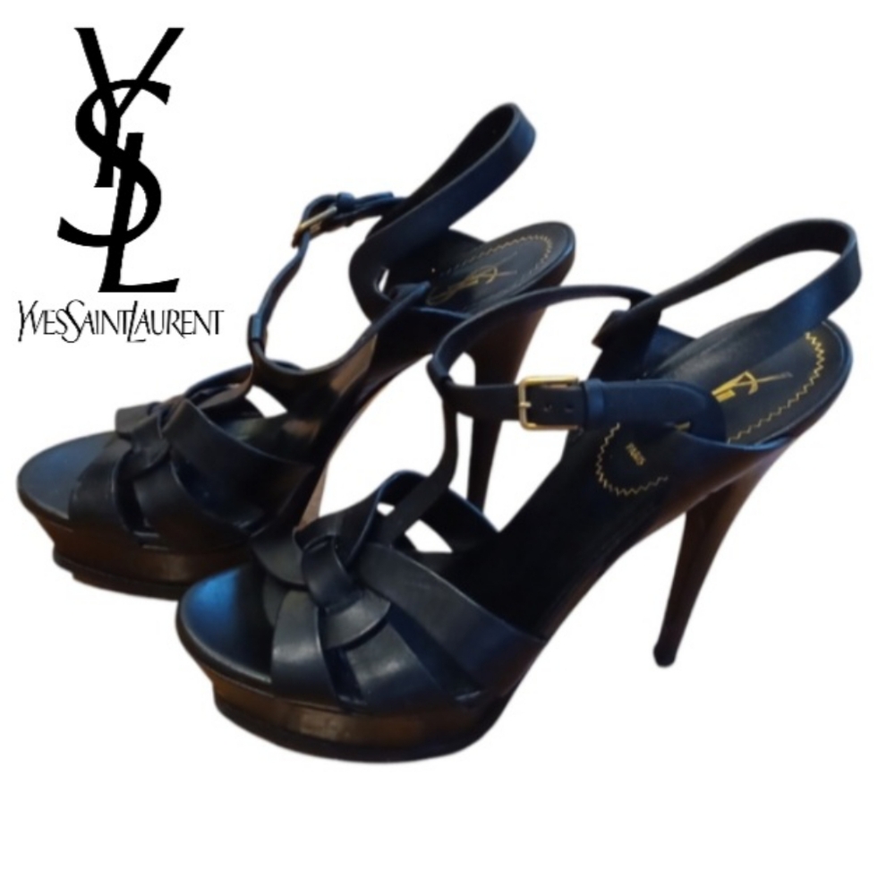 Yves Saint Laurent Leather T-Strap Sandals